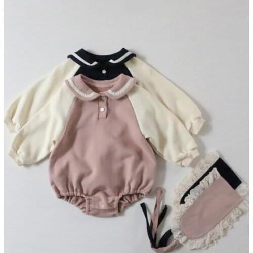 2021 autumn baby clothes infant girls bodysuit sailor collar toddler boys one piece