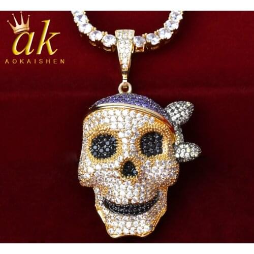 Pirate Skull Head Pendant Necklace Gold Color Hip Hop Rock Street Jewelry