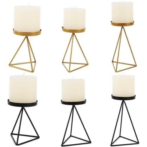 Nordic Style Wrought Iron Geometric Candle Holder Triangle Candlestick Decor QX2E