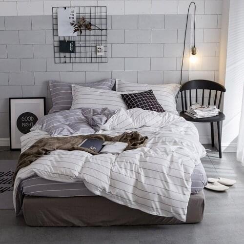 Simple Stripe White Pink Luxury Comforter Bedding Set Adult Modern Home Textile King Queen Twin Size Bed Linen Duvet Cover Set