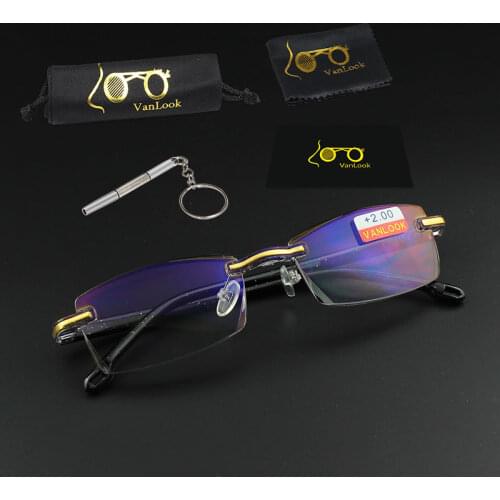 Plastic Clear Reading Glasses Frameless for Computer Men Women Anti Blue Ray Mens Eyeglasses Farsighted+1 1.5 2.0 2.5 3.0 3.5 4