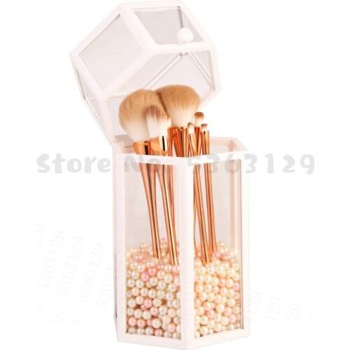 Clear Acrylic Makeup Brush Organizer Cosmetic Brush Holder Box Makeup Organizer Pearls/ Box Separate Sale Only Buy Pearl No Box