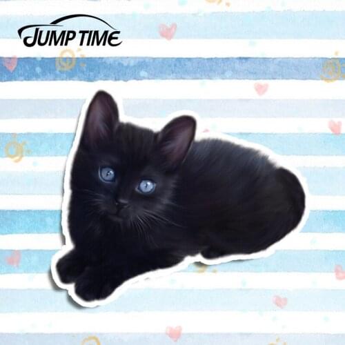 Jump Time 13cm x 11cm Cute Little Black Cat Graphics Car Stickers Vinyl Car Wrap Funny Decal Car Window Laptop Bumper Motorcycle
