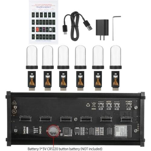 RGB LED Tube Clock Vintage Nixie Clock 6 Bit Time Photo Display Retro Desk Clock IPS Module and Glass Dome Decoration Gift