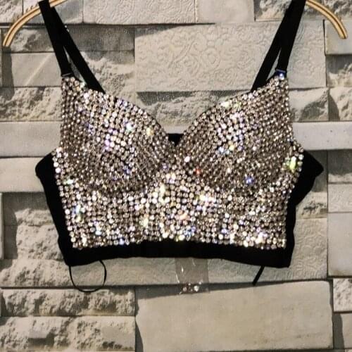 Sexy Corset Rhinestone Top Bustier Crop Top Rave Outfit Festival Clothing Female Diamond Tops for Women Summer 2021
