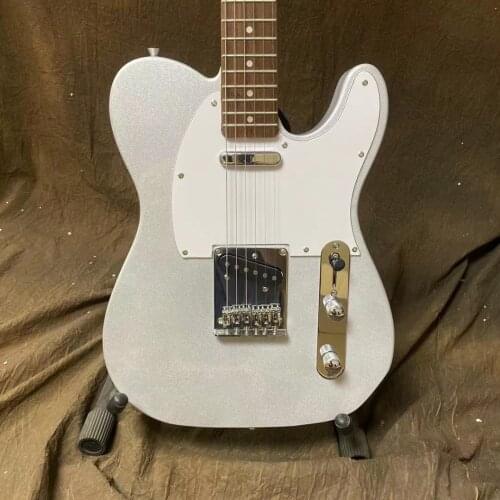 Tele Electric Guitar Silver Color Chrome Hardware Rosewood Fingerboard High Quality Guitarar Free Shipping