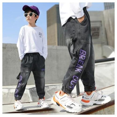 Young Children Slim Straight Jeans Boys Denim Long Pants 4-13 Years Kids 2020 New Baby Boy Casual Trousers Elastic Waist Pants