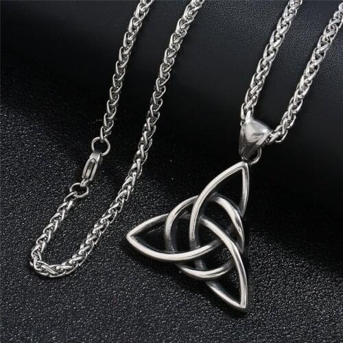 Vintage Celtic Irish Triquetra Knot Stainless Steel Pendant Necklace Hiphop Jewelry Best Gift for Boyfriend