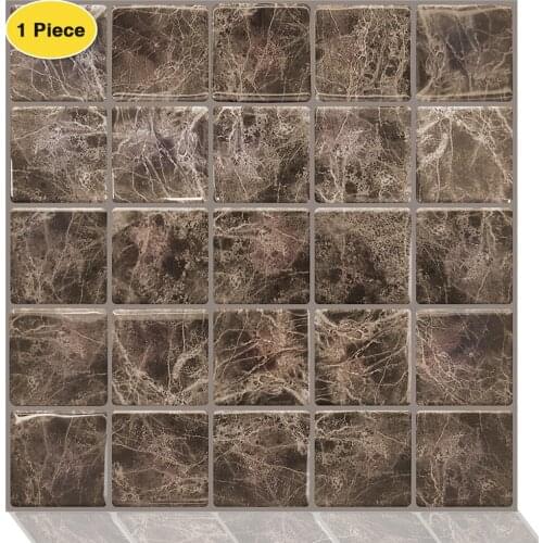 Erzaa 12x12 Inch Peel and Stick Backsplash Tiles Waterproof Self Adhesive Morocco Brown