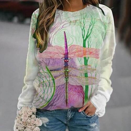 Womens Blouse Fashion Pullover Flower Printing Casual Long Sleeves Sweatshirt Tops top manga larga mujer maglioncini donna N50