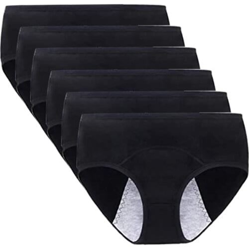 6 Pcs Menstrual Panties Women Cotton Physiological Leak Proof Period Briefs Lingerie Ma'am Sexy Comfortable Absorbtent Underwear