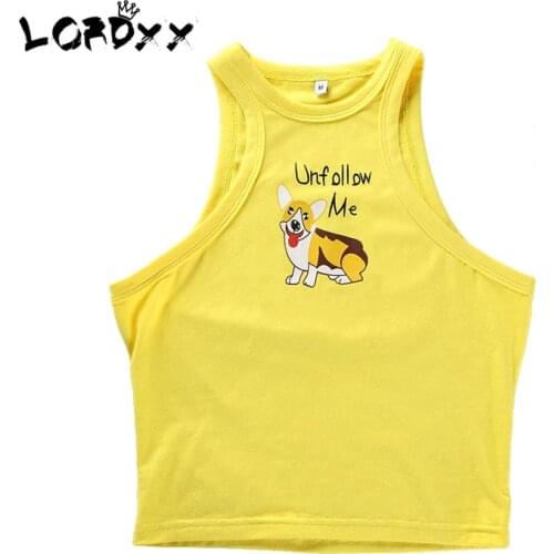 LORDXX Yellow Tank top women Printed 2018 New Summer Vest Tops Crop Hot Ladies Cotton Clothes Short Sleeveless Beach top