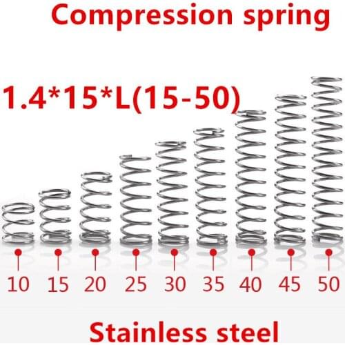 10pcs/lot 1.4*15*10/15/20/25/30/35/40/45/50mm spring 1.4mm stainless steel Micro small Compression spring