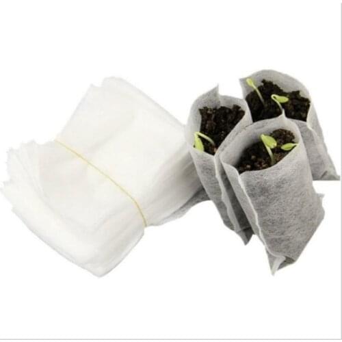 100Pcs Non-Woven Plant Grow Bags Breathable Nursery Plants Grow Bags Seed Starter Bags Pots Plants Pouch Home Garden Supplies