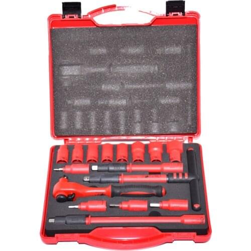 16PCS 1000V VDE insulated tools 3/8 ratchets wrench Sockets Sets T-Handle Extensions Hex Bits Sockets Resistant to high voltage