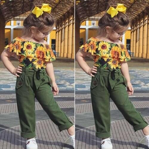 Us Toddler Kids Baby Girl Summer Flower Tops Pants Leggings 2pcs Outfits Sunsuit