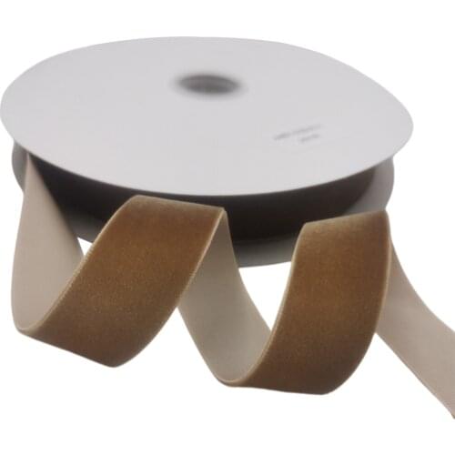 25MM X 25Yards Nylon Dark Beige Velvet Ribbon Single Face for Handmade Gift Bouquet Wrapping Home Party Decoration Christmas
