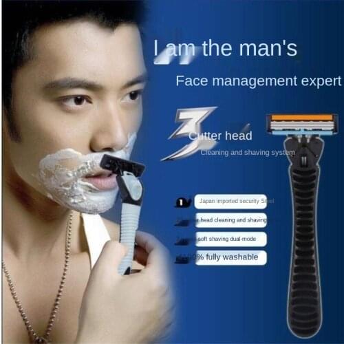 6 Layers Razor Include 1 Razor Holder + 7 Blades Replacement Shaver Head Cassette Shaving Razor Set Blue Face Knife For Man