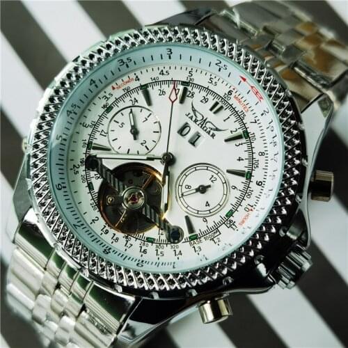 Jaragar 2020 Automatic Mechanical Watches Tourbillon Date Business Fashion Man Clock Steel Band Sport Self-Wind Watch For Men