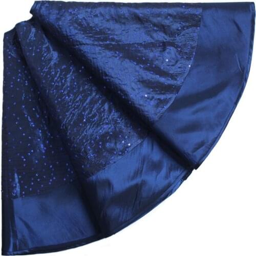 Free shipping EXTRA Large 50" sequin glitter sparkle body Decoration pintuck deep blue Christmas Tree Skirt P1419-04