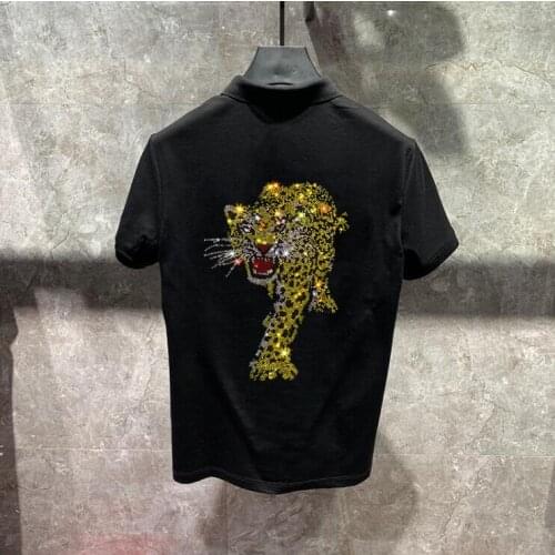 Business men brands Polo Shirts Rhinestones mens Breathable Hot drill polo shirt new Tops&Tees Mens Polo shirts