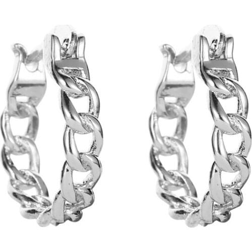 Chain-shape Earrings Hollow Geometric Hoop Earrings For Women Earing Jewelry Earings Gold Silver Color Earring Kolczyki J316