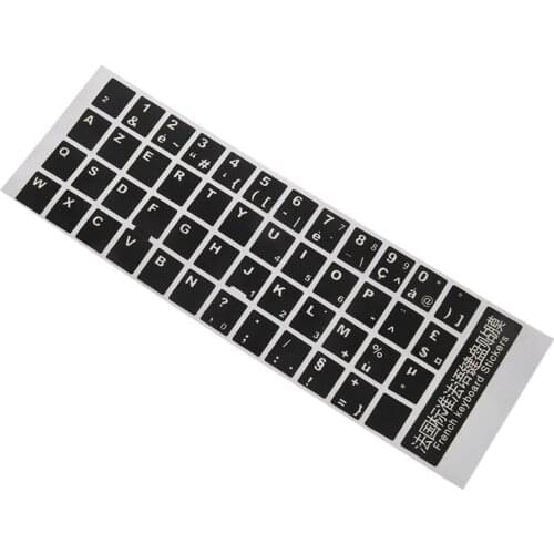 White Letters French Azerty Keyboard Sticker Cover Black for Laptop PC