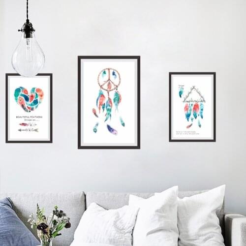 Decor photo frame plumage wall stickers original creative living room wall art bedroom home decorations wall decals poster