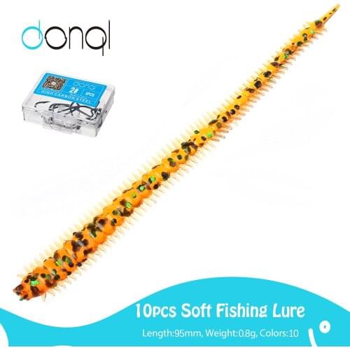 DONQL10PCS Wobblers Fishing Lures Minnow Swimbait Baits Silicone Artificial Long Tail Slim Bait With Fishing Hooks Lure Set