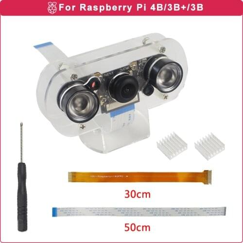 5MP Raspberry Pi 4 Camera Night Vision 60 130° Camera Holder+Heat Sink+ Infrared Lights for Raspberry Pi 4 Model B 3B 3B+ Zero W