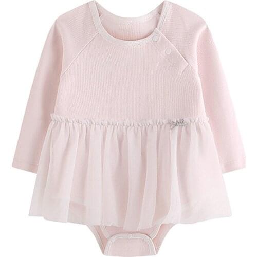 Autumn Newborn Baby Girl Clothes Baby Girls Long Sleeve Bodysuit Halter Mesh Skirt Creeper Instagramable 0-2Y