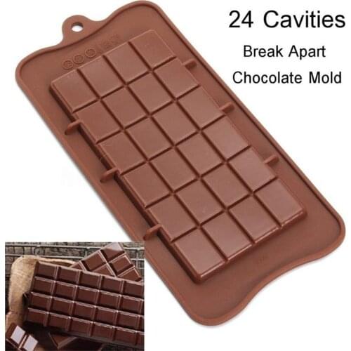 24 Grid Square Chocolate Mold Silicone Mold Dessert Bar Cake Silicone Sugar Block Mold Ice Block Bake 6389 Candy Mould B8S6