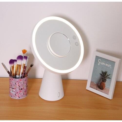 Multifunctional LED Makeup Mirror Lamp Magnify Light up with Bluetooth Audio Table Lamp USB Charger