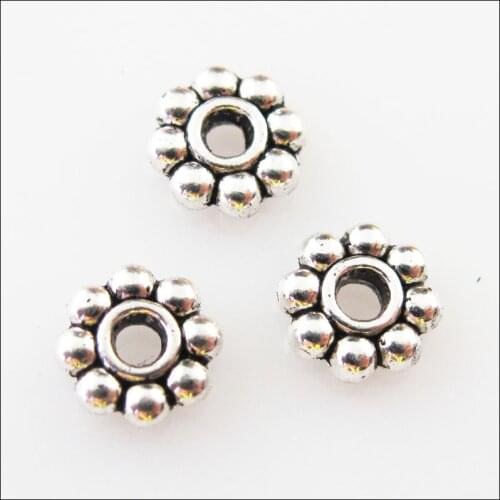 Fashion 400Pcs Tibetan Silver Color Tiny Daisy Spacer Beads Charms 4mm