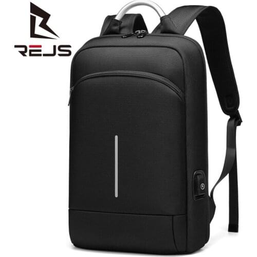 REJS LANGT Business Backpack Men Office Work 15.6 Inch Laptop Backpacks with Charging Fashion Reflective Travel Bag for Male