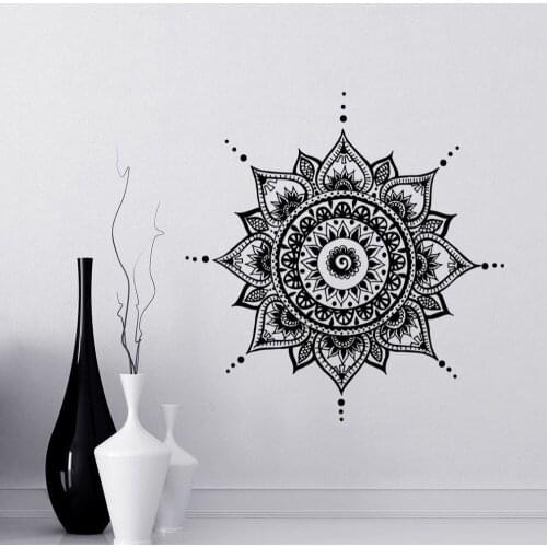 Mandala Decals Mehndi Vinyl Sticker Bedroom Living Room Wall Decal Lotus Flower Boho Indian Decor Yoga Buddha Stickers WW-93