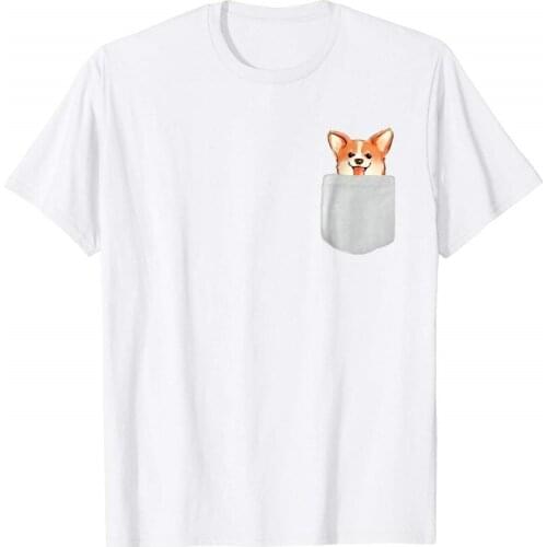 2019 New Fashion Brand Clothing Welsh Corgi Tee with Pocket Detail for Men