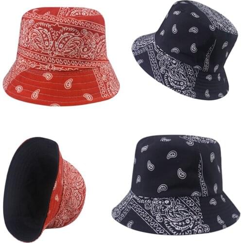 Bucket-Hats Black Red Paisley Sunscreen Men Women Panama Hat Cotton Fashion Anti-sun Bob Gorras Hip Hop Fisherman Cat