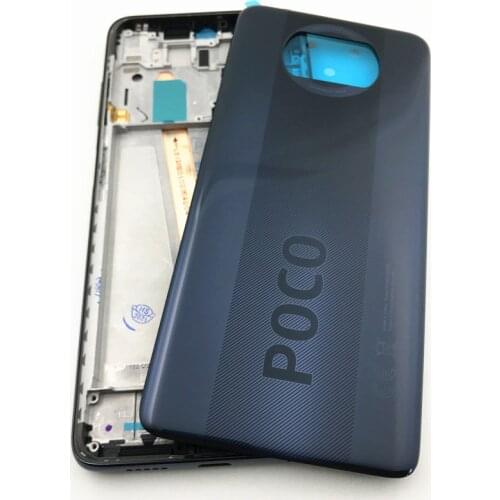 Full Housing For Xiaomi Poco X3 NFC M2007J20CG Middle Frame Bezel Plate Chassis Housing With side key+ Battery Cover