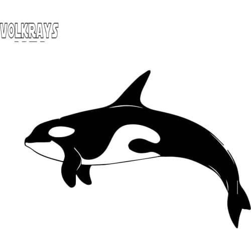 Volkrays Lovely Car Sticker Family Body Decoration Handsome Killer Whale Accessories PVC Decal Black/Silver,17cm*12cm