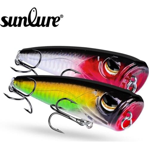 5 Colors Popper 1PC Sunlure fishing tackle 3.23"-8.2cm/0.46oz-13gFishing Lures Popper Lures Bass Baits 4# Hook Fishing Bait