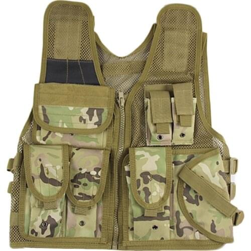 Tactical Mesh Vest Adjustable Combat Military Multi-pocket Vest Gun Holster Pouch For CS Game Hiking Fishing Paintball Hunting