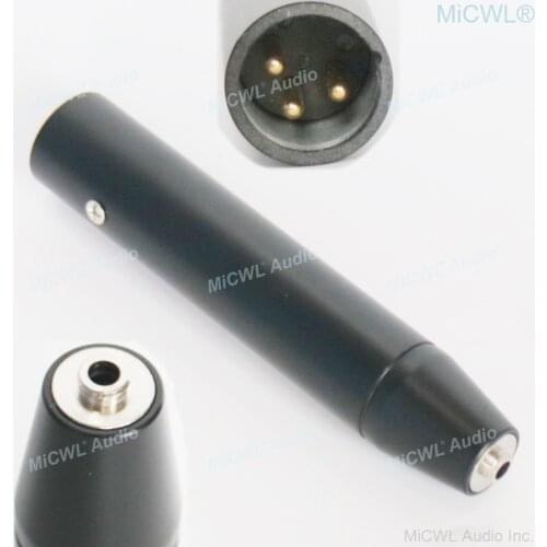 Input 3.5mm Stereo Jack Lock to XLR 3Pin Phantom Power Adapter For Sennheiser Lavalier Headset Microphone Mixer