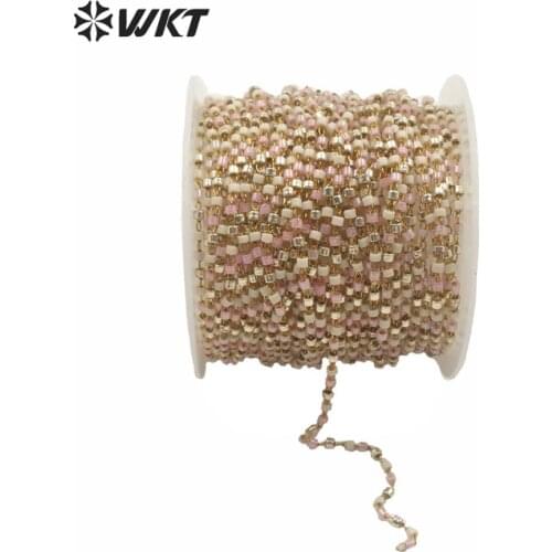 WT-RBC156 Woleslae women fashion hand make tiny 2mm spacer beads chain for necklace making jewelry design bracelet chain