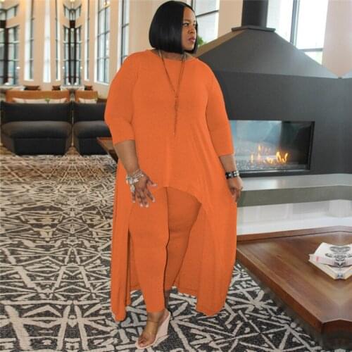 Plus Size Women Clothing Two Piece Set Loungewear Stretchy Fall Outfits Long Sleeve Top and Pant Sets Dropshipping Wholesale