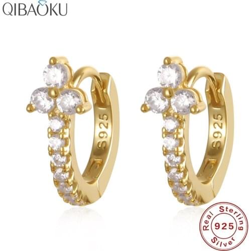 Hot Sale 925 Sterling Silver Earring Gold Color Small Circle Hoop Earrings For Women Birthday Simple Noble Jewelry Gift NO.12