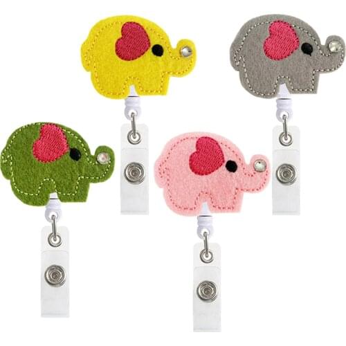 1pc Badge Reel Clip Cute Elephant Retractable Nurse Badge Reel Clip Badge Holder Student Doctor Id Card Holder Accessorie 4color