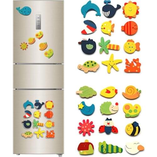 12Pcs/Set Animals Wooden Magnetic Fridge Stickers Refrigerator Home Decoration NeW