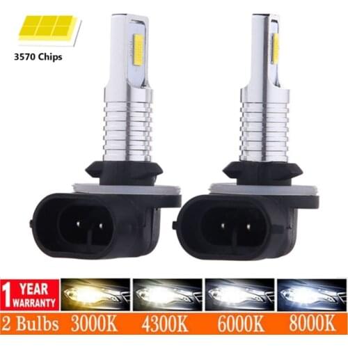 2PCS H27W/2 H27W/1 H27 Led 880 881 Led Bulb H27W 12000LM 6000K 4300K 12000K Car Fog Light Driving Day Running Lamp Auto 12V