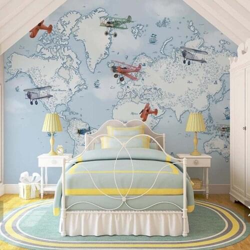 3D Stereoscopic Aircraft Airplane Hot Air Balloon Kids Bedroom Children Room Living Room Hand Painting Murals Photo Wallpaper